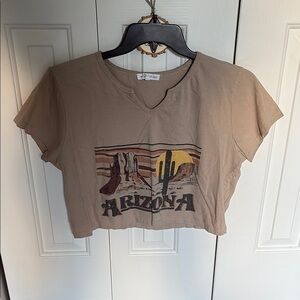 T.J.Maxx Tan Arizona Graphic Crop Top